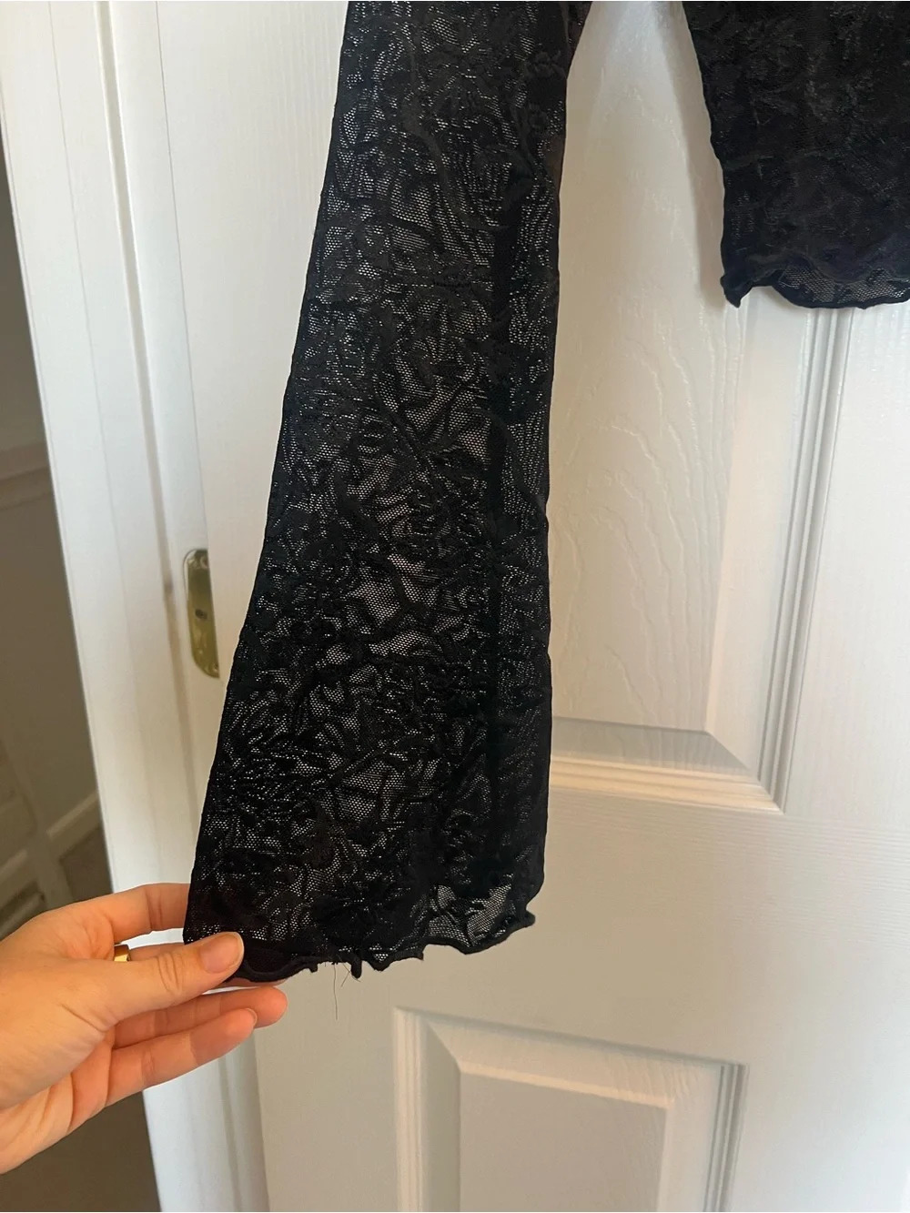 Black Lace Bell Sleeve Top